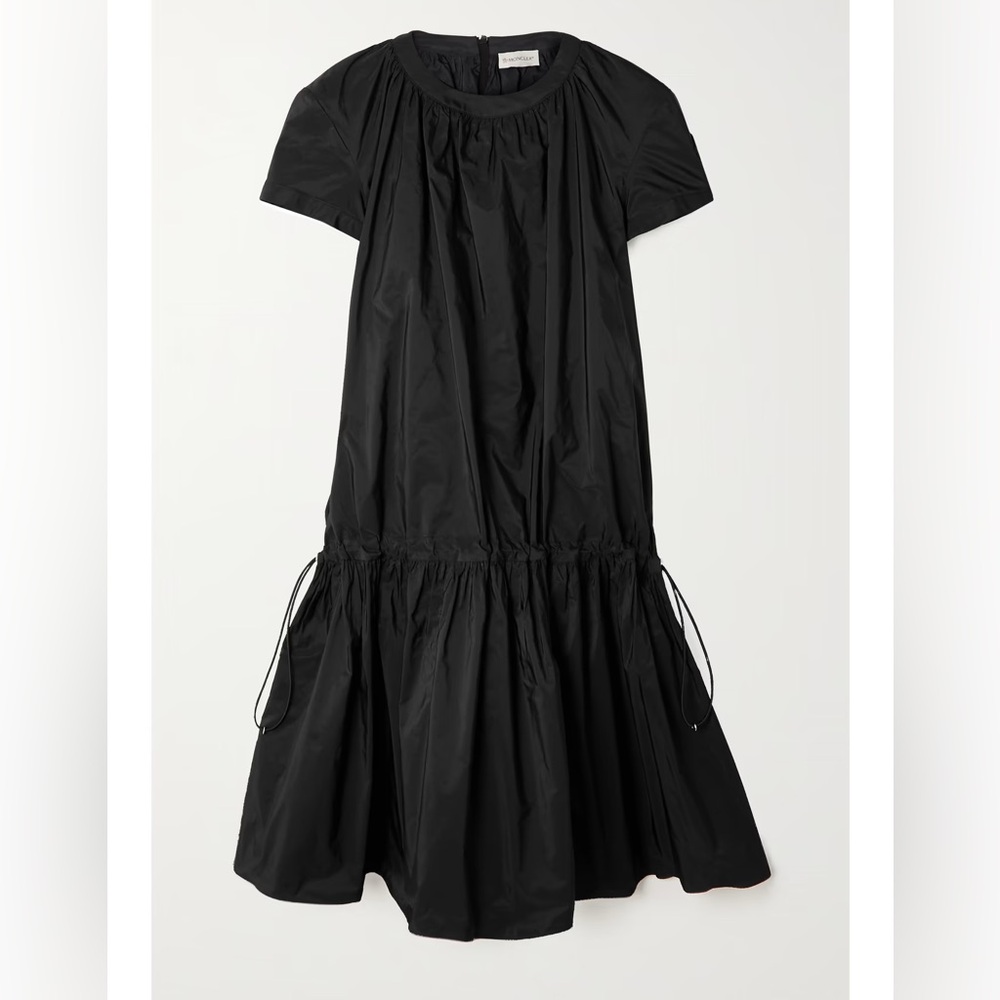 MONCLER Pleated Drop Waist Taffeta Dress IT40 US 4